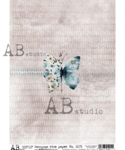 Hârtie de orez - Blue Butterfly - A4