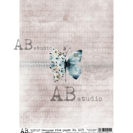Hârtie de orez - Blue Butterfly - A4 1