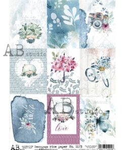 Hârtie de orez - Blue & Pink collages - A4