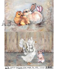 Hârtie de orez - Bunny and Duck - A4