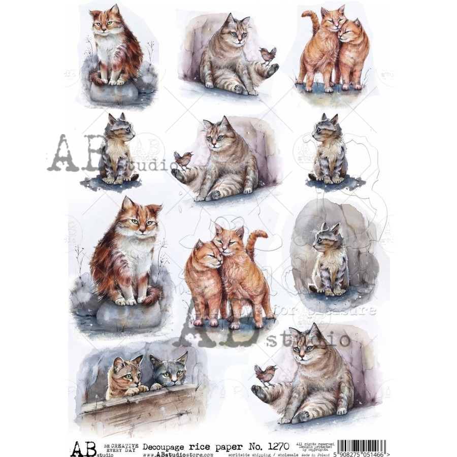 Hârtie de orez - Cats - A4 1 Hârtie de orez - Cats - A4