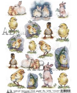 Hârtie de orez - Cute Chickens - A4