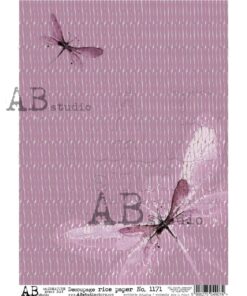 Hârtie de orez - Pink Dragonfly - A4