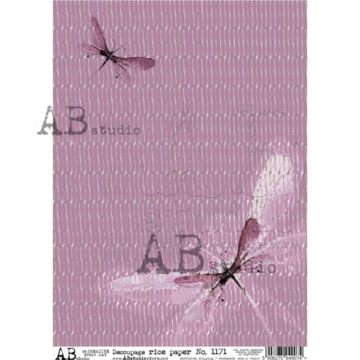 Hârtie de orez - Pink Dragonfly - A4 1