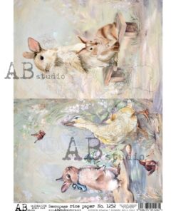 Hârtie de orez - Rabbits 2 - A4