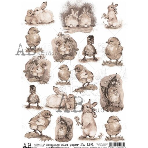 Hârtie de orez – Cute Chickens 3 – A4 1