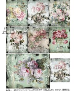 Hârtie de orez – Vintage Bouquets - A3