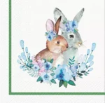 Șervețel - Bunnies with Wreaths - 33x33 cm