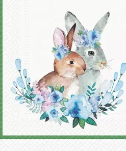 Șervețel - Bunnies with Wreaths - 33x33 cm