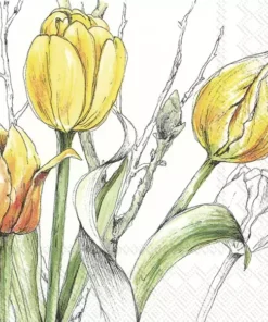 Șervețel - Colourful Tulips yellow - 33x33 cm