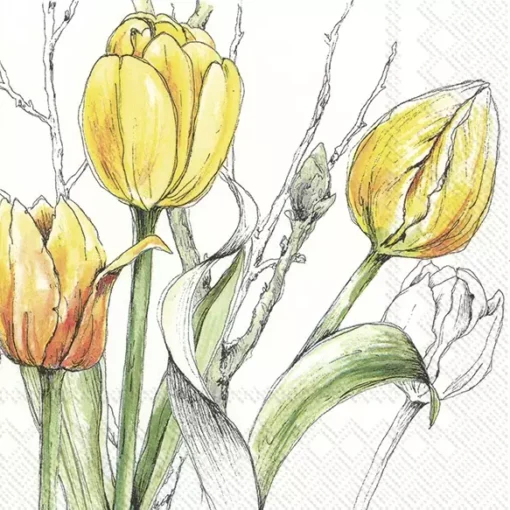 Șervețel - Colourful Tulips yellow - 33x33 cm 1