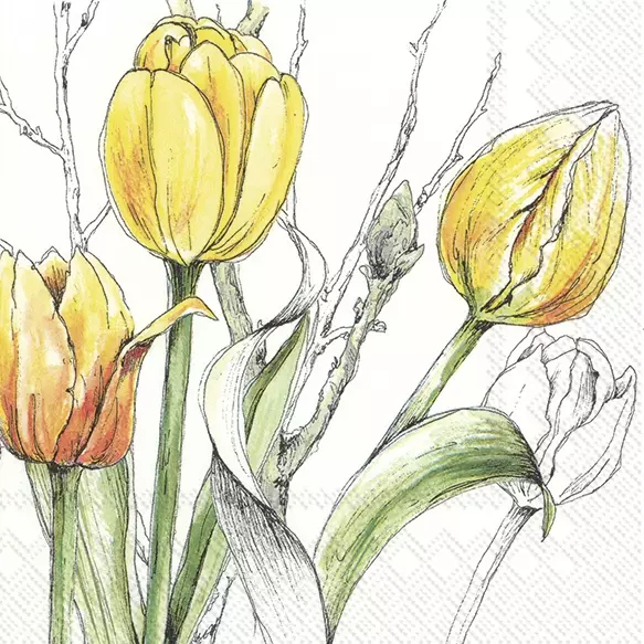 Șervețel - Colourful Tulips yellow - 33x33 cm 1 Șervețel - Colourful Tulips yellow - 33x33 cm