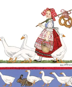 Șervețel - Girl with Geese - 33x33 cm