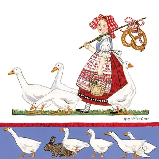 Șervețel - Girl with Geese - 33x33 cm 1