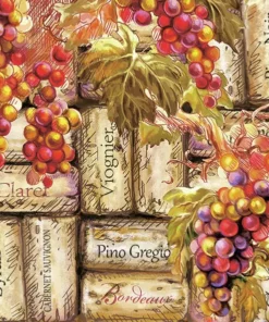 Șervețel - Grapes & Corks - 33x33 cm
