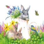 Șervețel - Young Rabbits - 33x33 cm