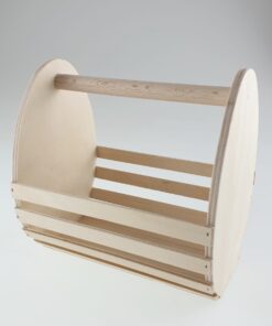 Coș din lemn cu mâner - 18x13x17,5 cm