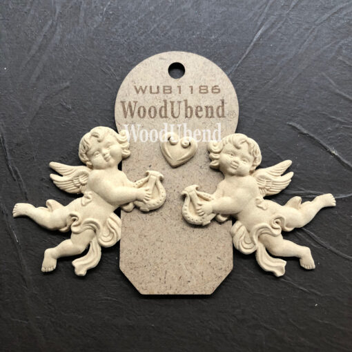 Elemente decorative - 2 piese - angel - WoodUbend - 8x10cm 1