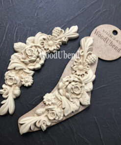 Elemente decorative - 2 piese - flori - WoodUbend - 6×17.7cm