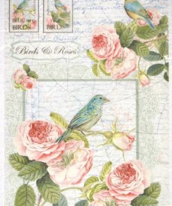 Hârtie de orez - Birds & Roses - A4