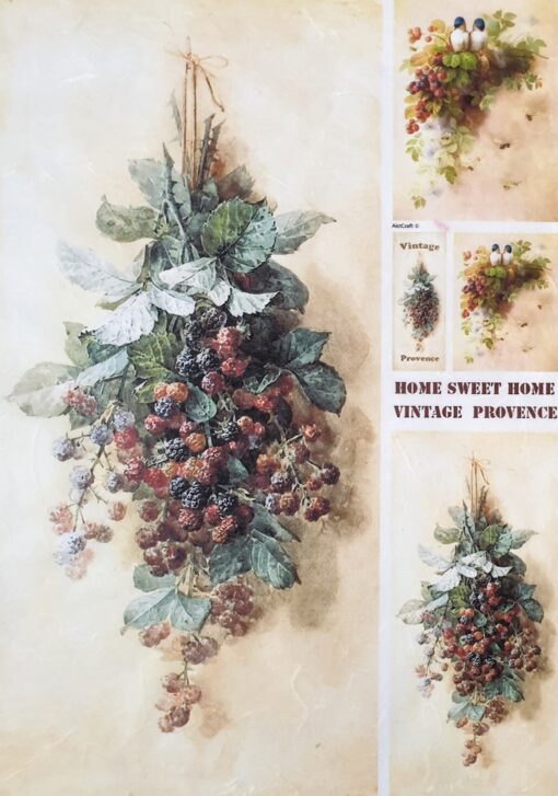 Hârtie de orez - Bunch of Blackberries - 32x45 cm 1