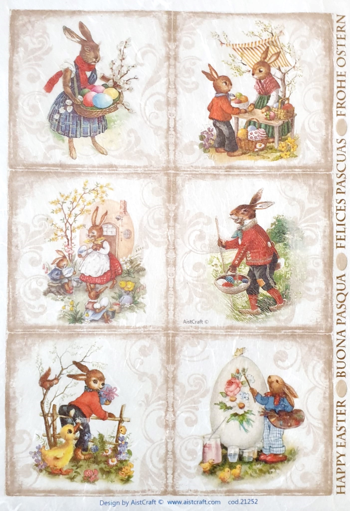 Hârtie de orez - Easter Rabbits - A4 1 Hârtie de orez - Easter Rabbits - A4