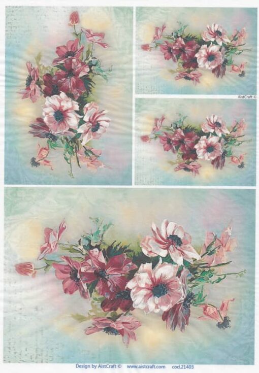 Hârtie de orez - Flower Bouquets - A4 1