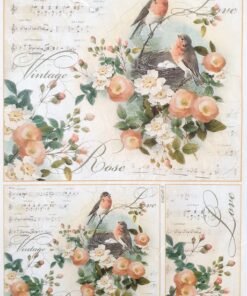 Hârtie de orez - Vintage Rose - A4