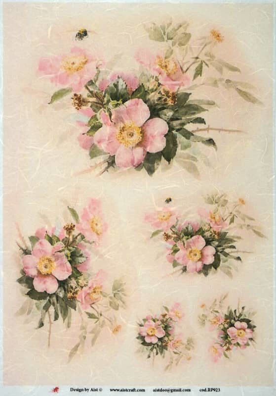 Hârtie de orez - Wild Rose - A4 1 Hârtie de orez - Wild Rose - A4