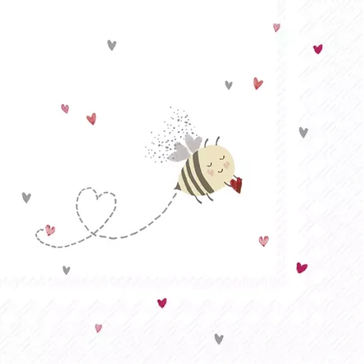 Șervețel - Bee my Valentine - 33x33 cm 1