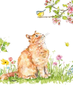 Șervețel - Cat & Bird - 33x33 cm