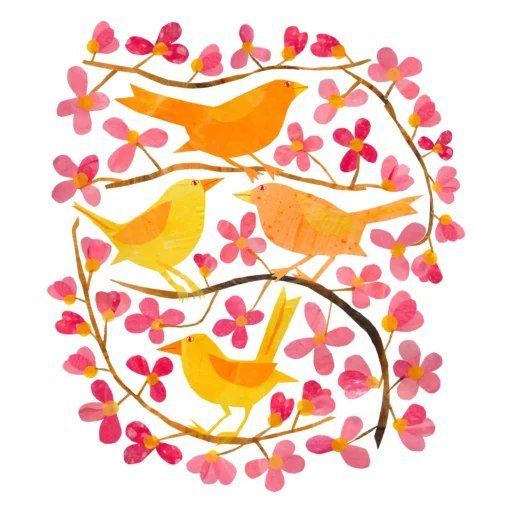 Șervețel - Cherry Blossoms and Birds - 33x33 cm 1
