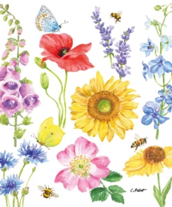 Șervețel - Flowers & Bees - 33x33 cm