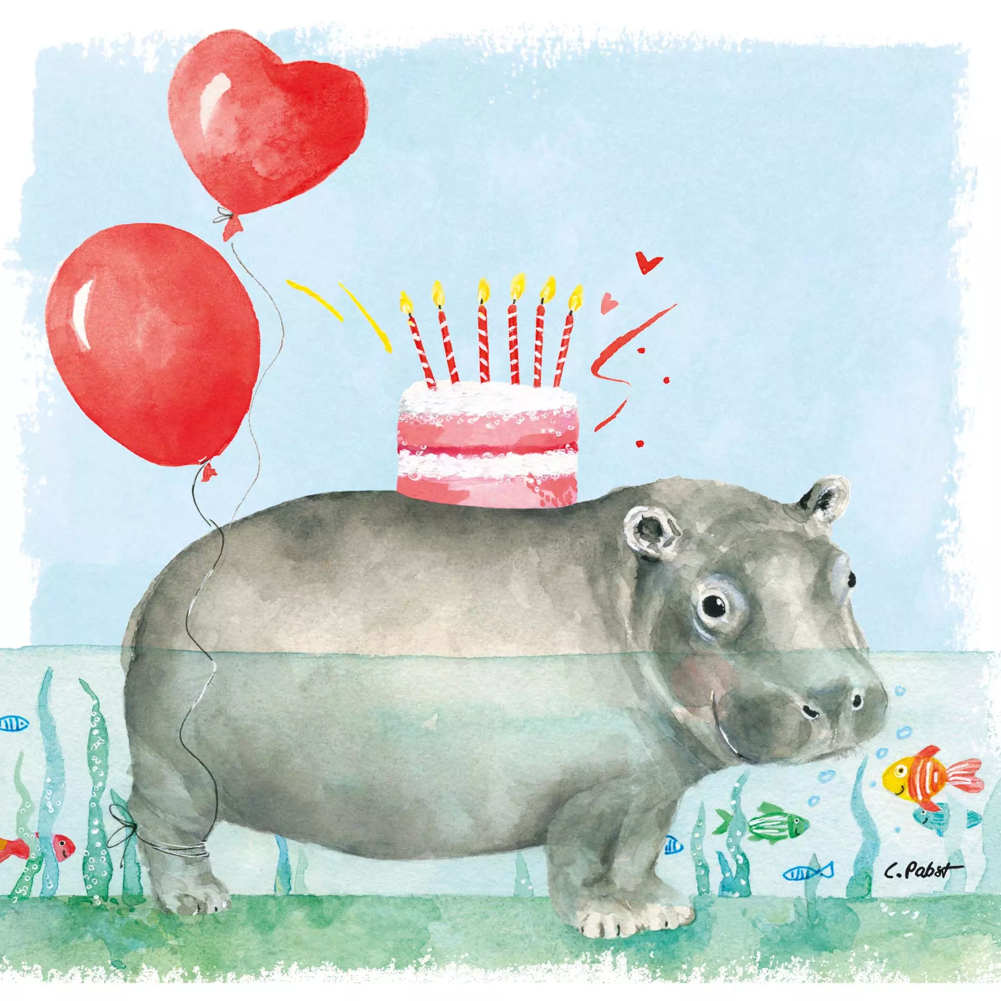 Șervețel - Happy Hippo - 33x33 cm 1 Șervețel - Happy Hippo - 33x33 cm