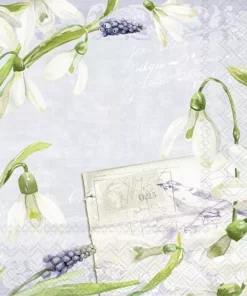 Șervețel - Little Snowdrops blue - 33x33 cm