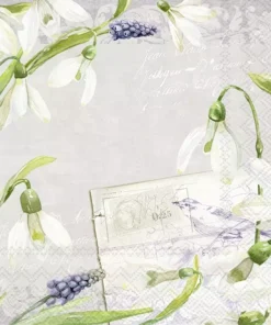 Șervețel - Little Snowdrops linen - 33x33 cm