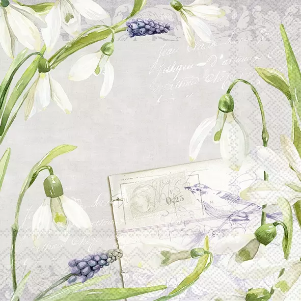 Șervețel - Little Snowdrops linen - 33x33 cm 1 Șervețel - Little Snowdrops linen - 33x33 cm