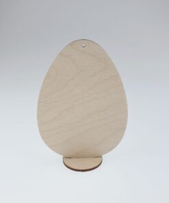 Decorațiune lemn - ou plat cu suport - 14,5x10,5x0,3 cm