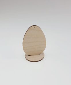 Decorațiune lemn - ou plat cu suport - 8x5,7x0,3 cm