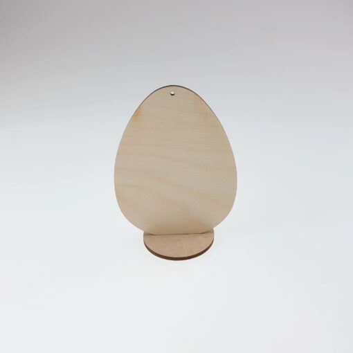 Decorațiune lemn - ou plat cu suport - 10,5x8x0,3 cm 1