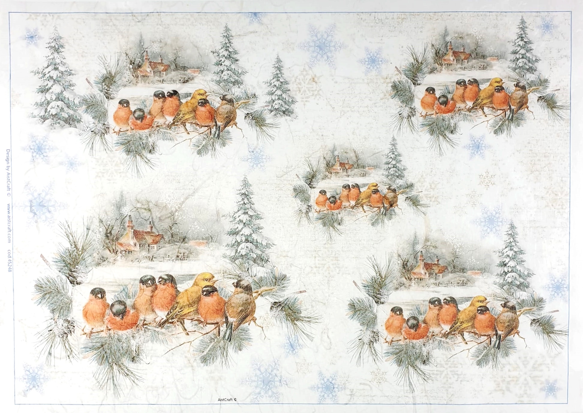 Hârtie de orez - Birds in Winter 2 - 32x45 cm 1 Hârtie de orez - Birds in Winter 2 - 32x45 cm