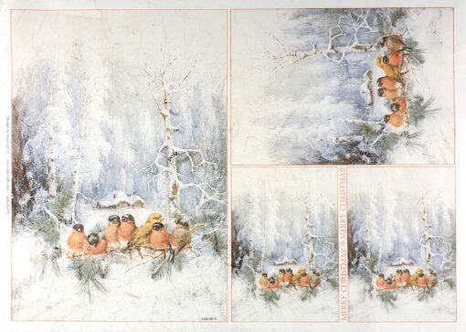 Hârtie de orez - Birds in Winter - 32x45 cm 1