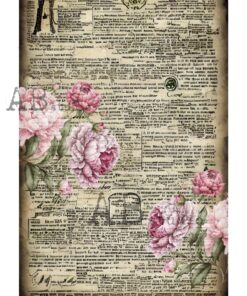 Hârtie de orez - Pink Peonies - A4