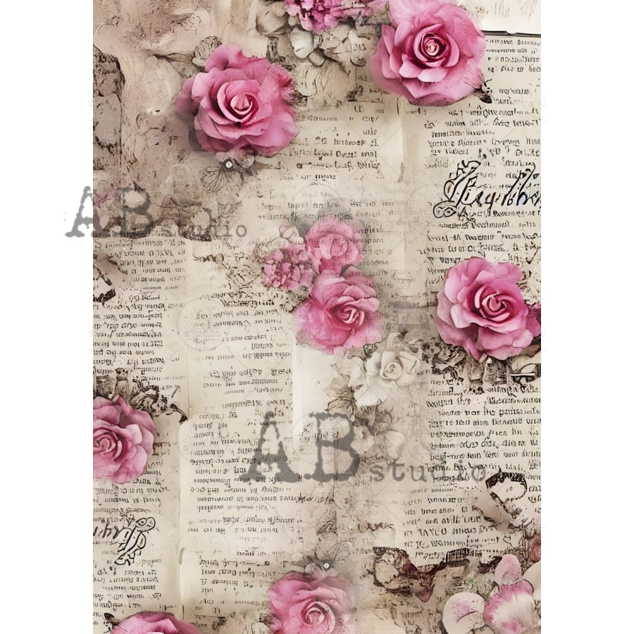 Hârtie de orez - Roses - A4 1 Hârtie de orez - Roses - A4