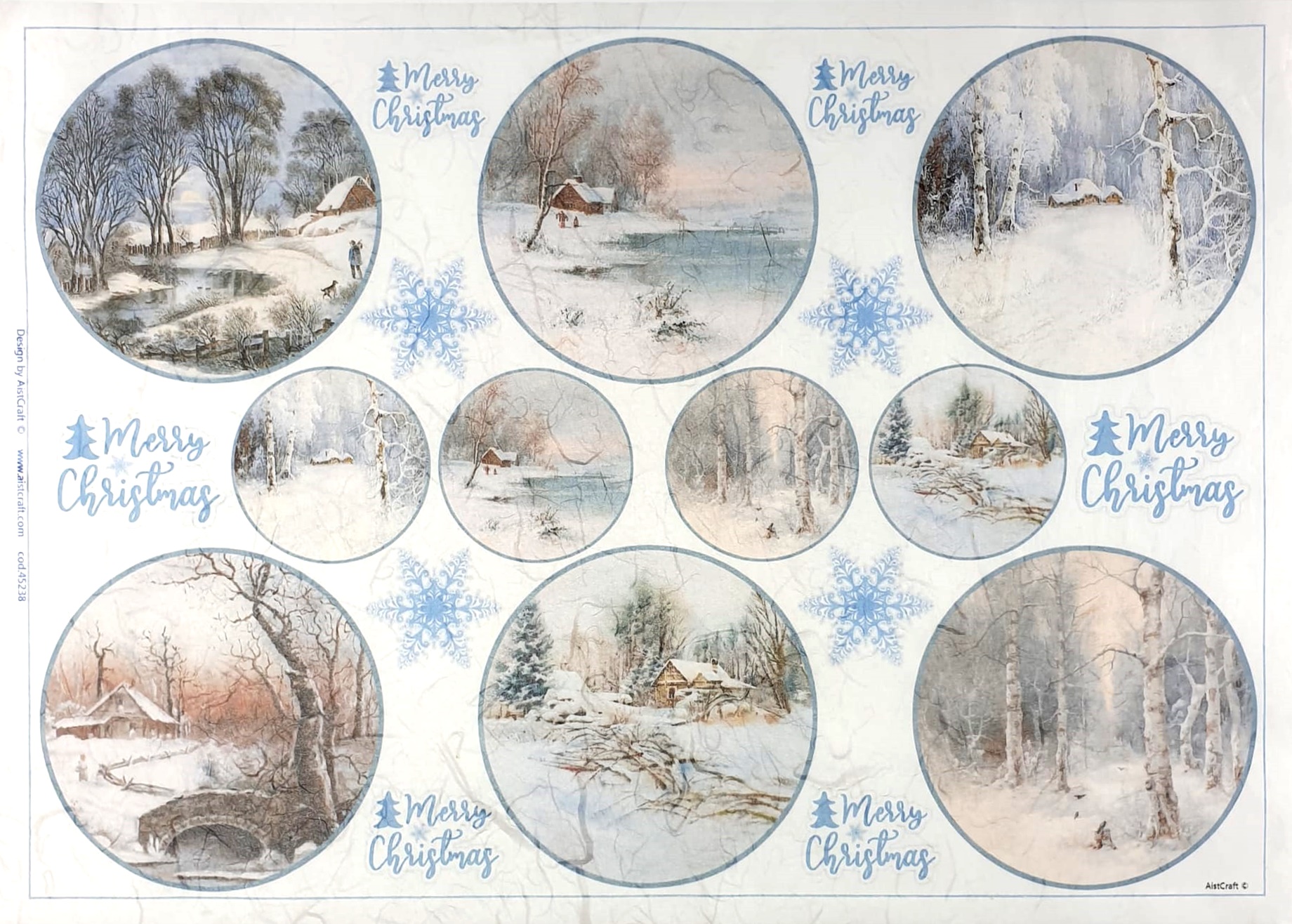 Hârtie de orez - Winter Medallions 2 - 32x45 cm 1 Hârtie de orez - Winter Medallions 2 - 32x45 cm