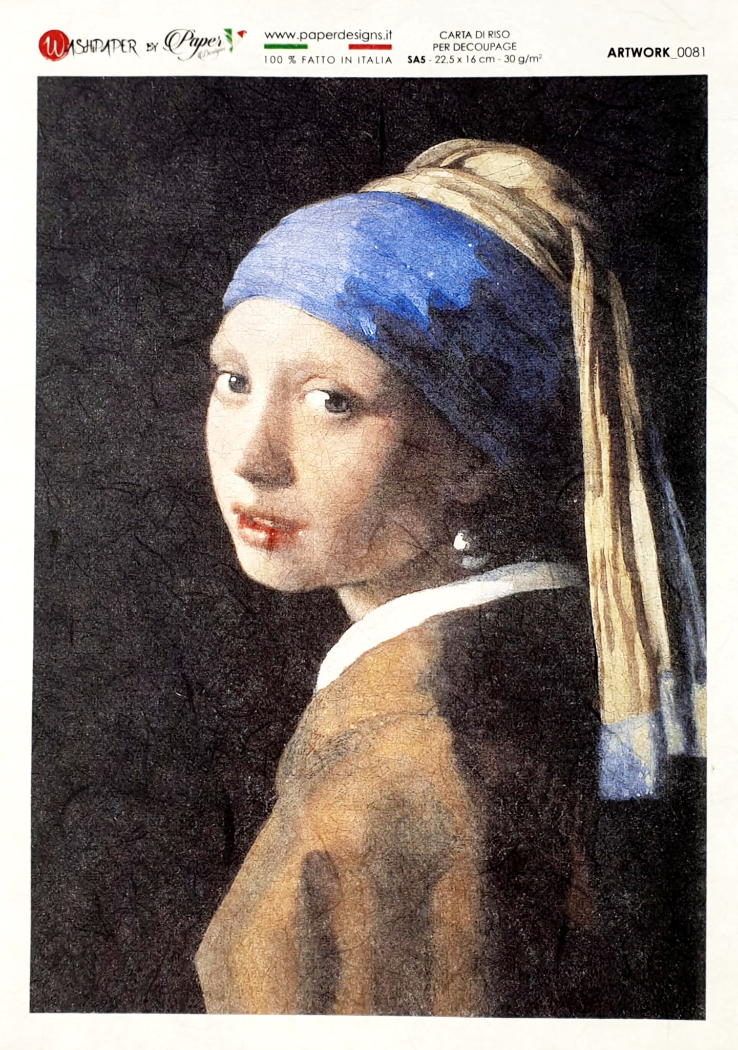 Hârtie de orez - Girl with a Pearl Earring - A5 1 Hârtie de orez - Girl with a Pearl Earring - A5