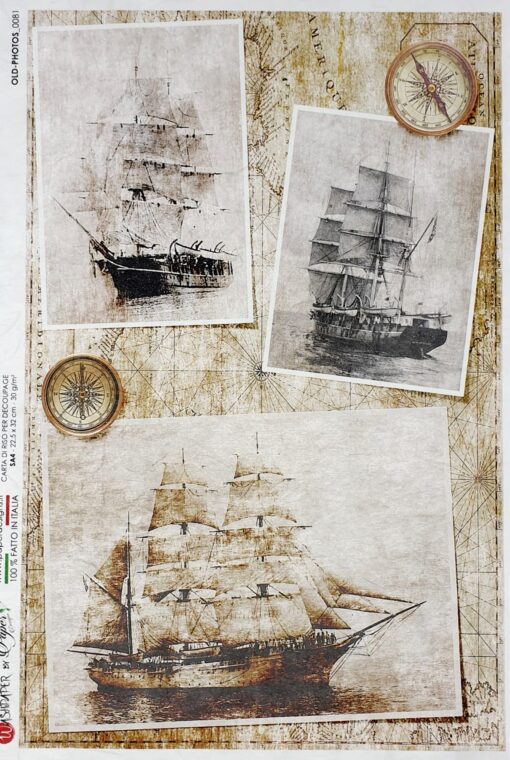 Hârtie de orez – Vintage Ships – A4 1