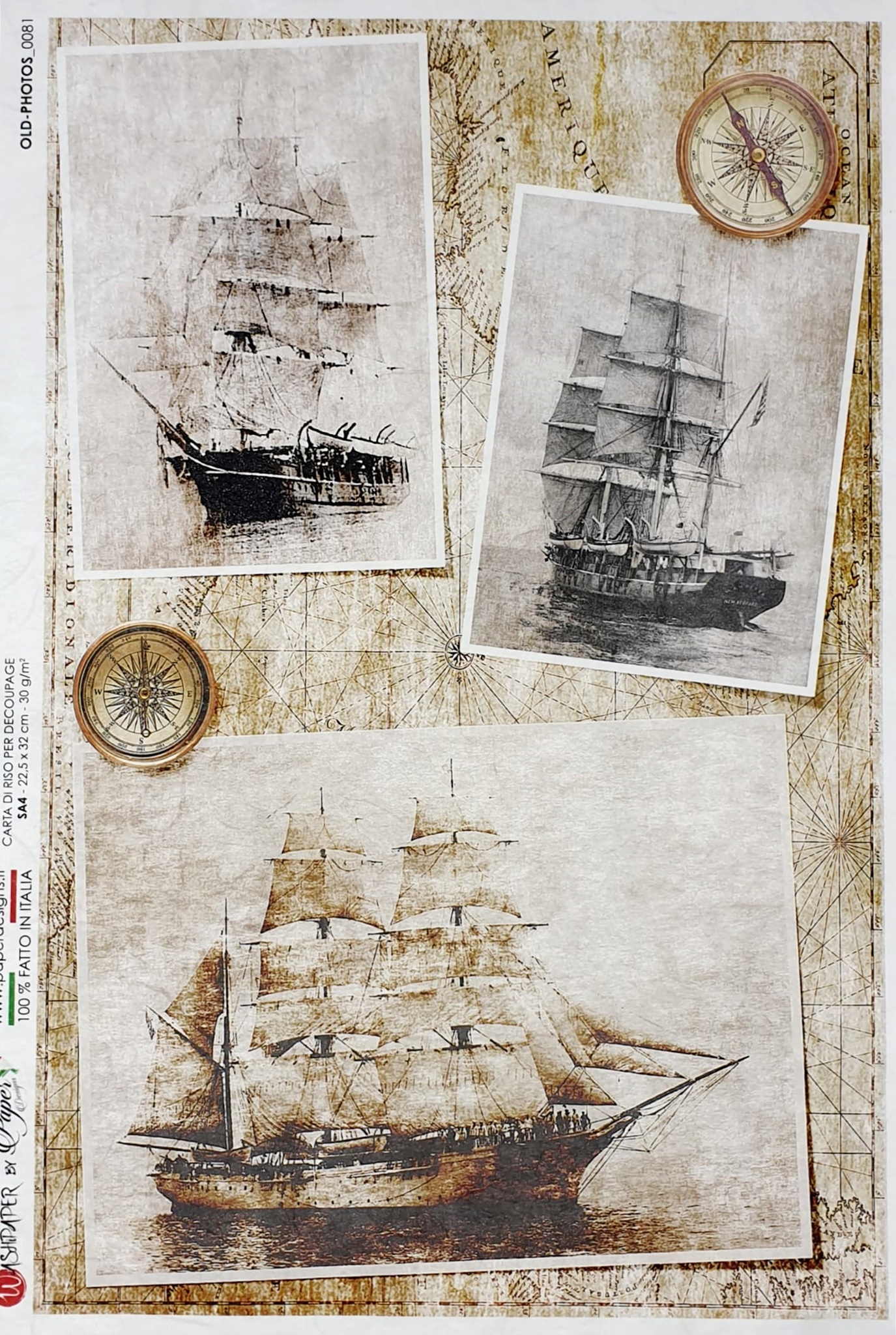Hârtie de orez – Vintage Ships – A4 1 Hârtie de orez – Vintage Ships – A4