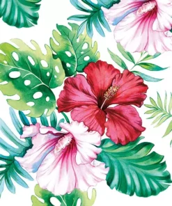 Șervețel - Hibiscus Floral White - 33x33 cm