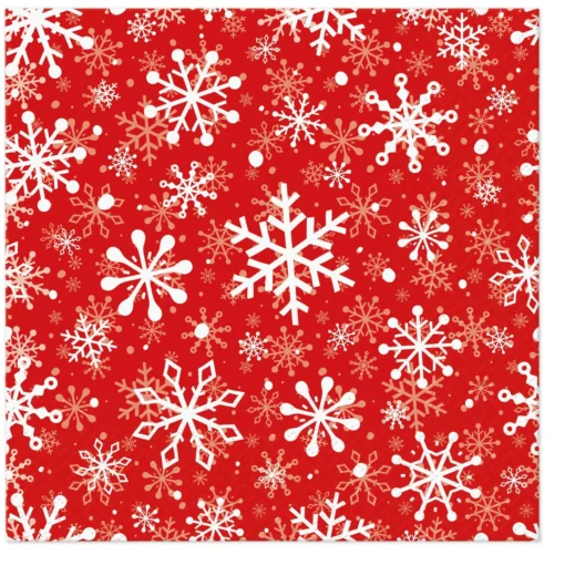 Șervețel - Christmas Snowflakes light red - 33x33 cm 1